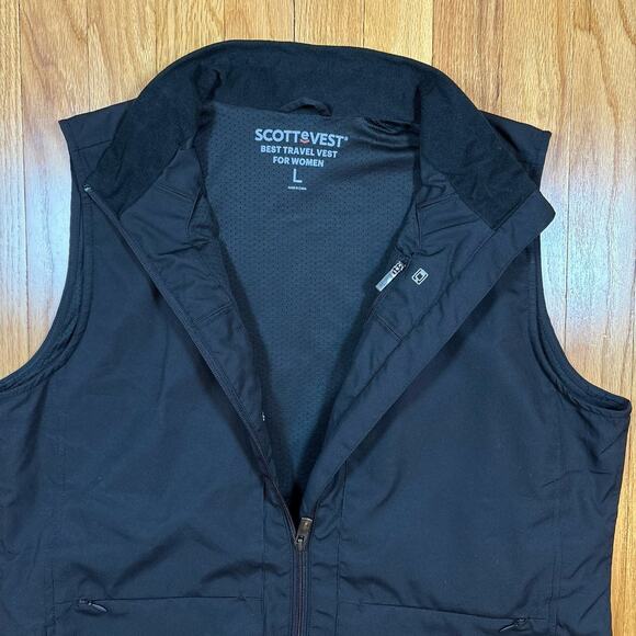 ScotteVest Women's Size L Vest Travel Utility Multi Pocket Black Zip Up Tec Vest - Picture 9 of 16